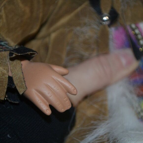 Native American Collectable Porcelain Doll on Swing - Picture 11 of 14